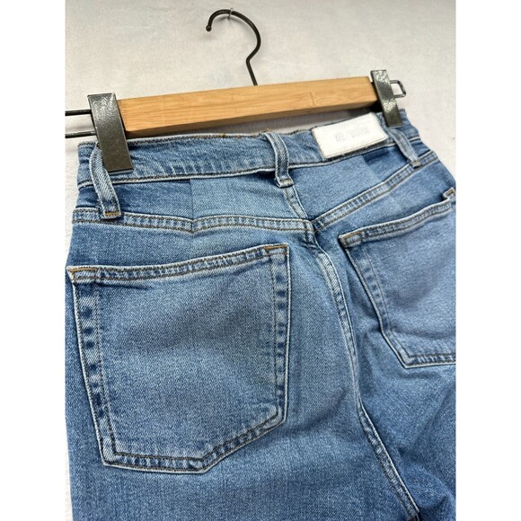 Re/Done 70's Stove Pipe Jeans Size 26 In Mid 70's Wash Button Fly Raw Hem Pocket - Picture 12 of 16